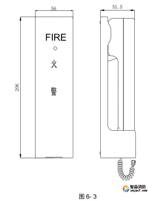 海灣GST-TS-100A/100B型消防電話分機(jī)示意圖