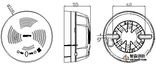 海灣GST-BT（R）001M點型可燃氣體探測器外形尺寸圖